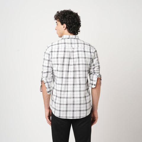 WHITE GRID SLUB COTTON SHIRT-Shirt - 251033160