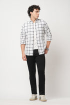 WHITE GRID SLUB COTTON SHIRT-Shirt - 251033160