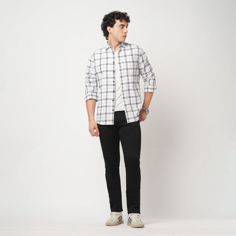 WHITE GRID SLUB COTTON SHIRT-Shirt - 251033160