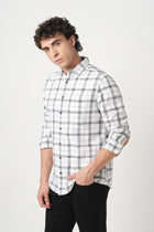 WHITE GRID SLUB COTTON SHIRT-Shirt - 251033160
