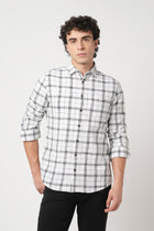 WHITE GRID SLUB COTTON SHIRT-Shirt - 251033160