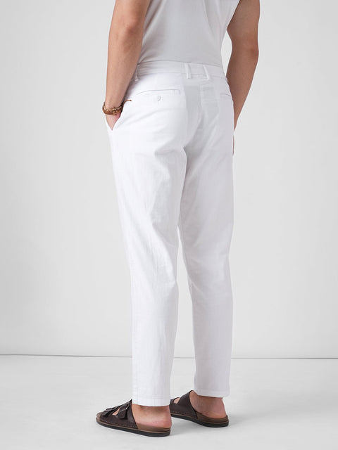 WHITE LINEN RELAXED TROUSER - Trousers - 4IS1F0166