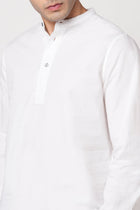 WHITE MANDARIN COLLAR KURTA - Kurta - 251134026