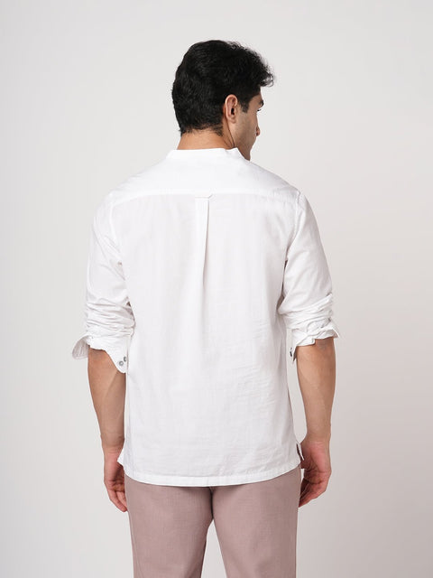 WHITE MANDARIN COLLAR KURTA - Kurta - 251134026