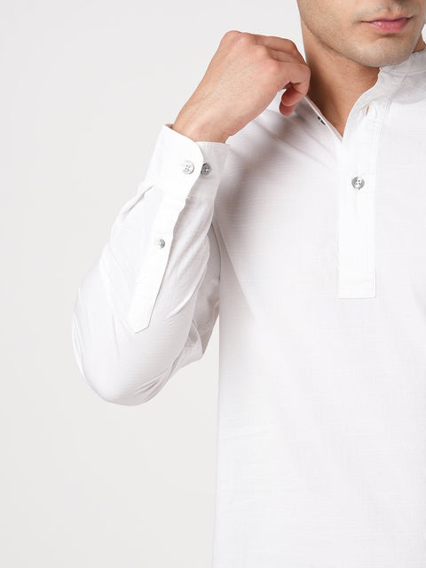 WHITE MANDARIN COLLAR KURTA - Kurta - 251134026
