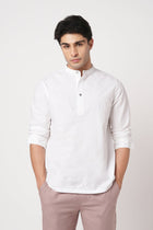 WHITE MANDARIN COLLAR KURTA - Kurta - 251134026