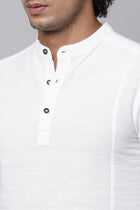 White Mandarin Collar Shirt Kurta - Kurta - 221123416