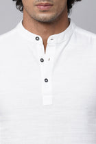 White Mandarin Collar Shirt Kurta - Kurta - 221123416