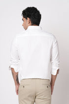 WHITE PLAIN COTTON TAILORED FIT SHIRT-Shirt - 251032778