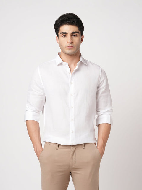 WHITE PLAIN DOBBY SHIRT-Shirt - 251033490