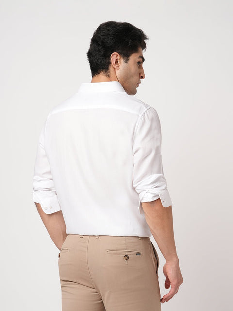 WHITE PLAIN DOBBY SHIRT-Shirt - 251033490