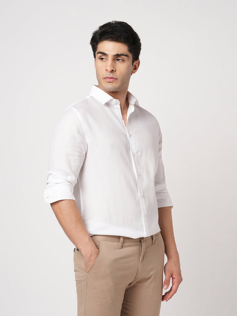 WHITE PLAIN DOBBY SHIRT-Shirt - 251033490