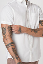 WHITE PLAIN HALF SLEEVE SHIRT-Shirt - 260134360