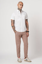 WHITE PLAIN HALF SLEEVE SHIRT-Shirt - 260134360