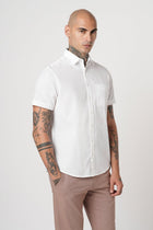 WHITE PLAIN HALF SLEEVE SHIRT-Shirt - 260134360