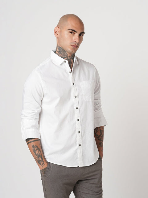 WHITE PLAIN OXFORD SHIRT-Shirt - 251033545