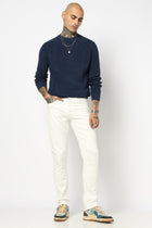 WHITE PLAIN SLIM FIT JEANS - Jeans - 241010230