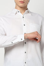 WHITE Plain SLIM MENS SHIRT-Shirt - 230324376