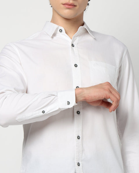 WHITE Plain SLIM MENS SHIRT-Shirt - 230324376