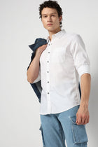 WHITE Plain SLIM MENS SHIRT-Shirt - 230324376