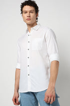 WHITE Plain SLIM MENS SHIRT-Shirt - 230324376