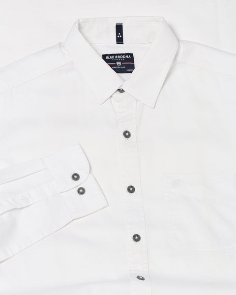 WHITE Plain SLIM MENS SHIRT-Shirt - 230324376