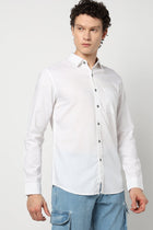 WHITE Plain SLIM MENS SHIRT-Shirt - 230324376