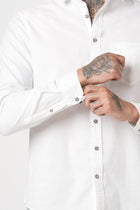 WHITE PLAIN TAILORED FIT SHIRT-Shirt - 260134310