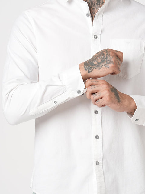 WHITE PLAIN TAILORED FIT SHIRT-Shirt - 260134310