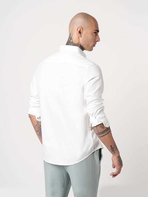 WHITE PLAIN TAILORED FIT SHIRT-Shirt - 260134310