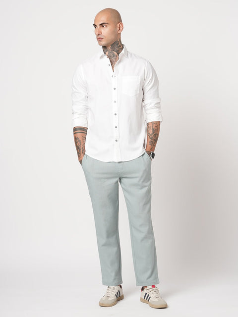 WHITE PLAIN TAILORED FIT SHIRT-Shirt - 260134310