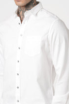 WHITE PLAIN TAILORED FIT SHIRT-Shirt - 260134310