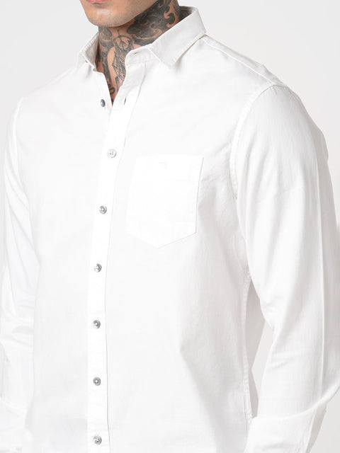 WHITE PLAIN TAILORED FIT SHIRT-Shirt - 260134310