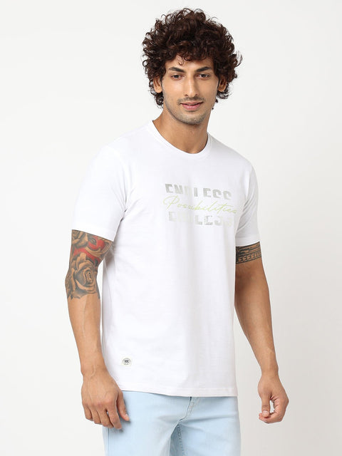 White Printed Cotton T-shirt - T-Shirt - 230430448