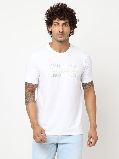 White Printed Cotton T-shirt - T-Shirt - 230430448