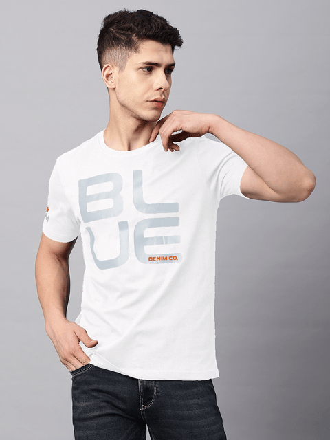 White Printed Round Neck T-Shirt - T-Shirt - 240700527