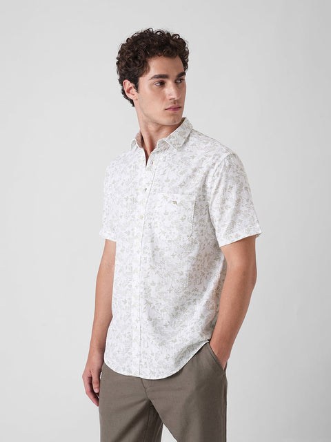 WHITE PRINTED SLUB SHIRT-Shirt - 260134525