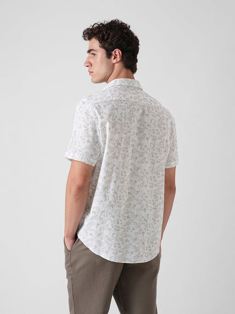 WHITE PRINTED SLUB SHIRT-Shirt - 260134525
