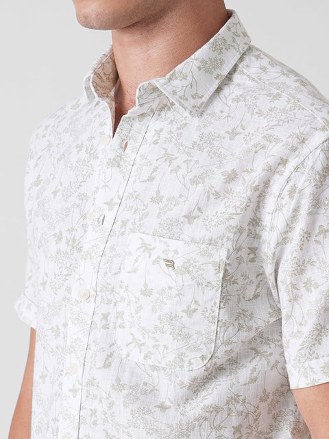 WHITE PRINTED SLUB SHIRT-Shirt - 260134525