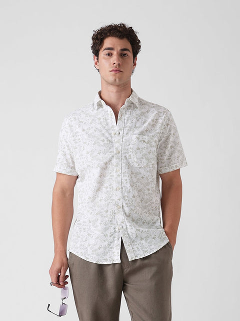 WHITE PRINTED SLUB SHIRT-Shirt - 260134525