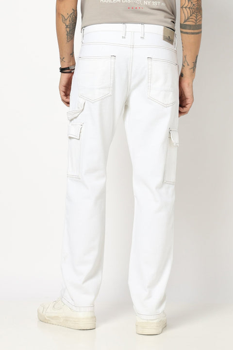 WHITE RELAXED FIT DENIM CARGO - Cargo - 250840894