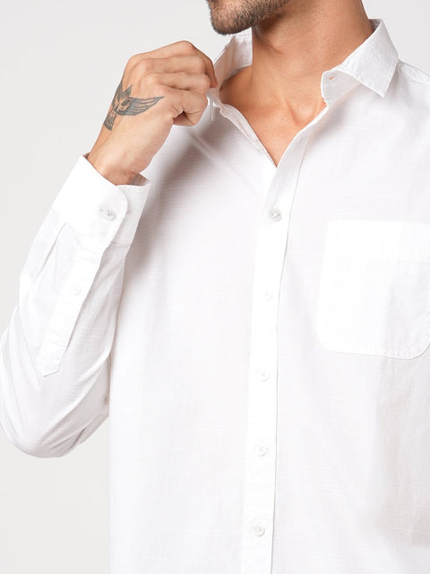 WHITE SELF STRIPE SHIRT-Shirt - 251033505