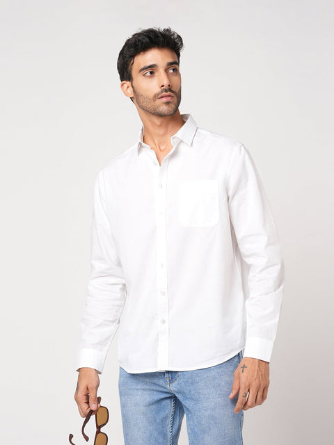 WHITE SELF STRIPE SHIRT-Shirt - 251033505