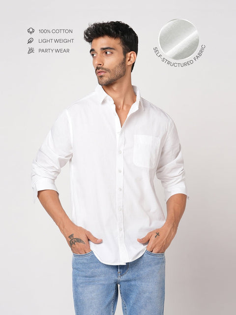 WHITE SELF STRIPE SHIRT-Shirt - 251033505
