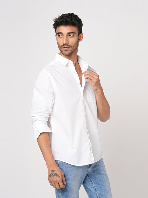 WHITE SELF STRIPE SHIRT-Shirt - 251033505