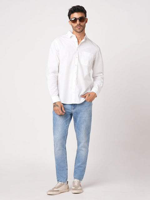 WHITE SELF STRIPE SHIRT-Shirt - 251033505