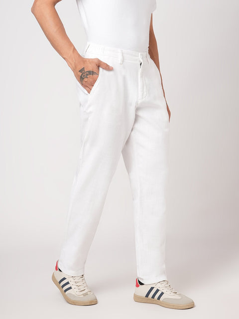 WHITE SLIM FIT TRAVELLER PANTS - Trousers - 251141406