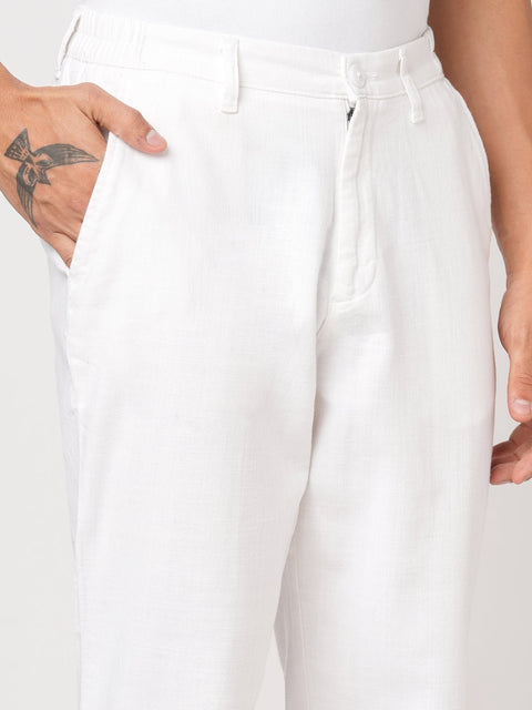 WHITE SLIM FIT TRAVELLER PANTS - Trousers - 251141406