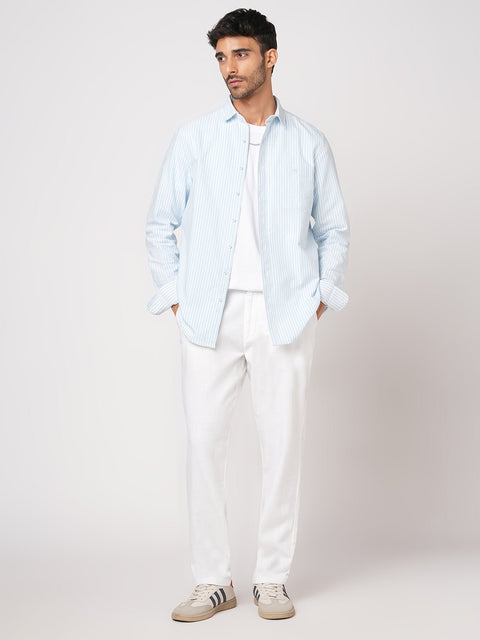 WHITE SLIM FIT TRAVELLER PANTS - Trousers - 251141406