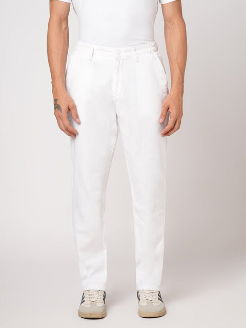 WHITE SLIM FIT TRAVELLER PANTS - Trousers - 251141406
